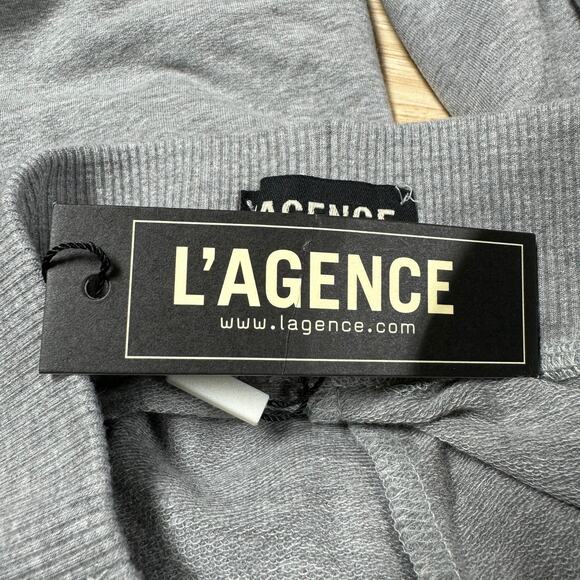 L'AGENCE NWT Moss High Rise Wide Leg Pants Heather Gray Size XS Pull-On Rib Knit - Picture 4 of 10